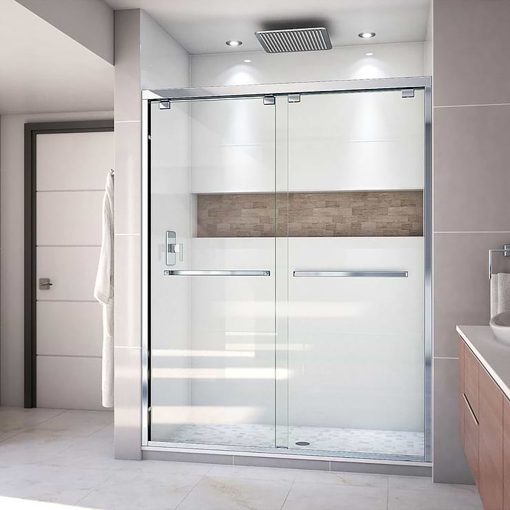 DreamLine Encore 60"x76" Reversible Sliding Shower Alcove Door with Clear Glass in Chrome