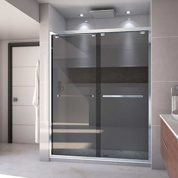 DreamLine Encore 60"x76" Reversible Sliding Shower Alcove Door with Smoke Gray Glass in Chrome