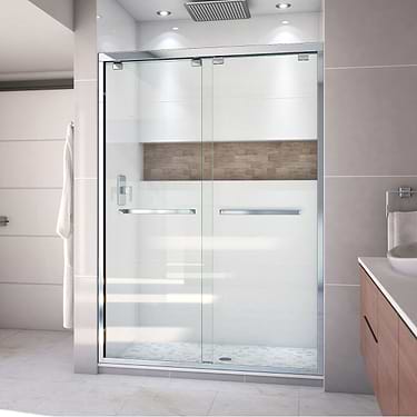 DreamLine Encore 54"x76" Reversible Sliding Shower Alcove Door with Clear Glass in Chrome