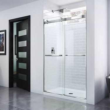 Essence 48"x76" Reversible Sliding Shower Alcove Door with Clear Glass in Chrome by DreamLine
