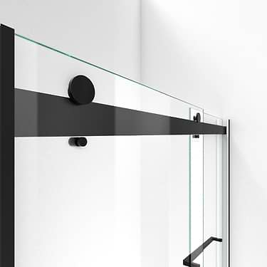 Essence 48"x76" Reversible Sliding Shower Alcove Door with Clear Glass in Satin Black by DreamLine