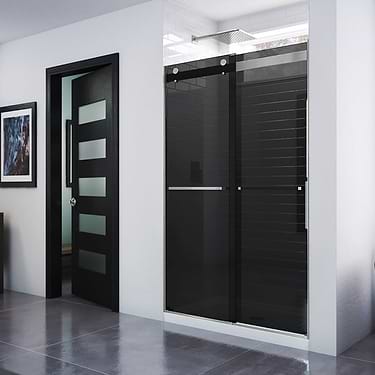 DreamLine Essence 48"x76" Reversible Sliding Shower Alcove Door with Smoke Gray Glass in Brushed Nickel