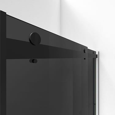 Essence 48"x76" Reversible Sliding Shower Alcove Door with Smoke Gray Glass in Satin Black by DreamLine