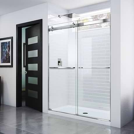 Essence 60"x76" Reversible Sliding Shower Alcove Door with Clear Glass in Chrome by DreamLine