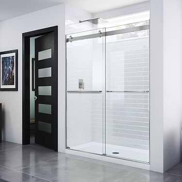 Essence 60"x76" Reversible Sliding Shower Alcove Door with Clear Glass in Brushed Nickel by DreamLine