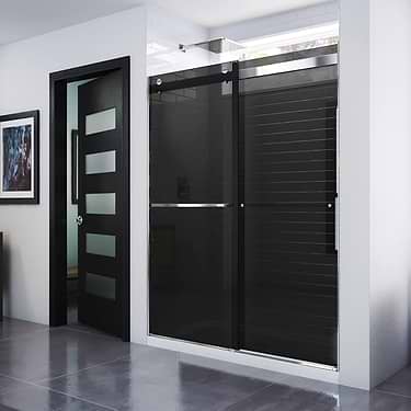 Essence 60"x76" Reversible Sliding Shower Alcove Door with Smoke Gray Glass in Chrome by DreamLine