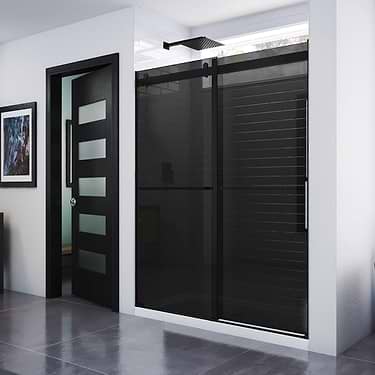 DreamLine Essence 60"x76" Reversible Sliding Shower Alcove Door with Smoke Gray Glass in Satin Black