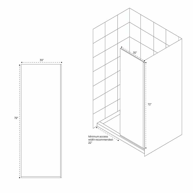 DreamLine Linea 30x72" Reversible Shower Screen with Clear Glass in  Chrome