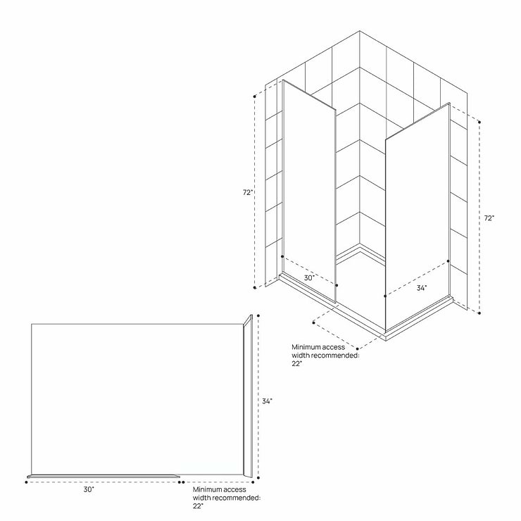 DreamLine Linea 30x34x72" Reversible Double Separate Screen Enclosure with Clear Glass in Chrome