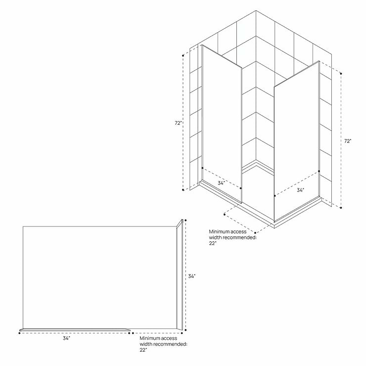 DreamLine Linea 34x34x72" Reversible Double Separate Screen Enclosure with Clear Glass in Chrome