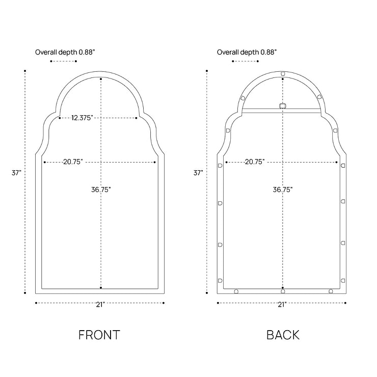 Rialto Medina Black 21x37" Framed Arched Mirror