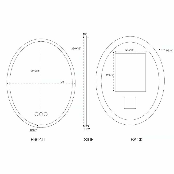 Rige 20x36" Oval LED Mirror