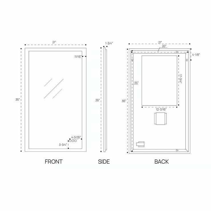 Rige 21x36" Rectangle LED Mirror