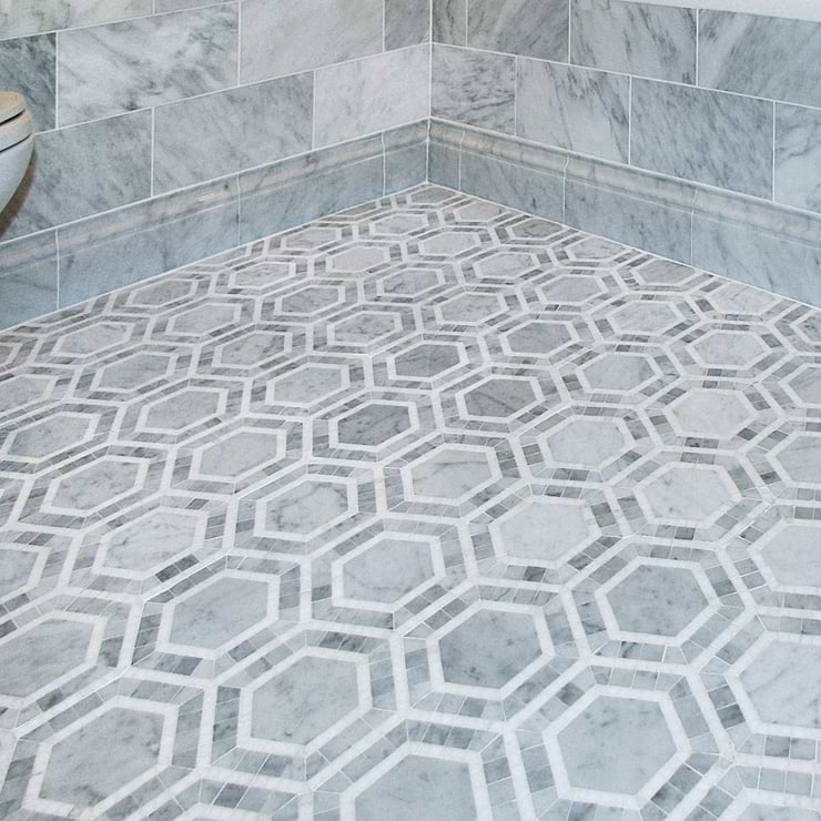 Nova Lynx Hexagon Gray Marble Polished Mosaic Tile