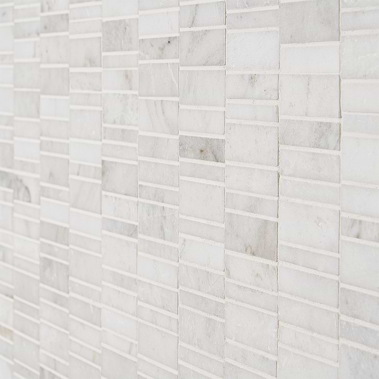 Alaska White Waterfall Polished Marble Mosaic Tile