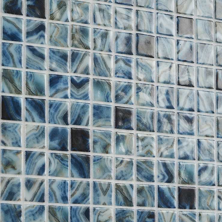Swim Paradise Blue 1x1 Polished Glass Mosaic Tile