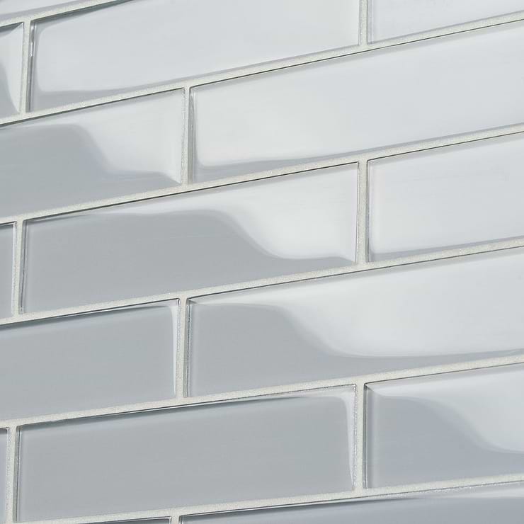 Loft Aspen Aura Gray 2x8 Polished Glass Subway Tile