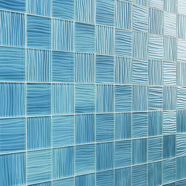 Bimini Aqua 3x3 Polished Glass Mosaic