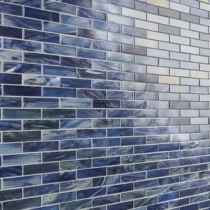 Artwater Iridescent Sky Blue 1x4 Polished Glass Mosaic Tile