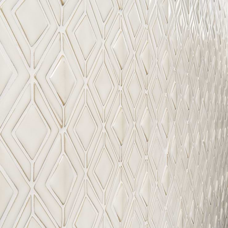 Nabi Jewel Natural White 3D Glossy Glass Mosaic Tile