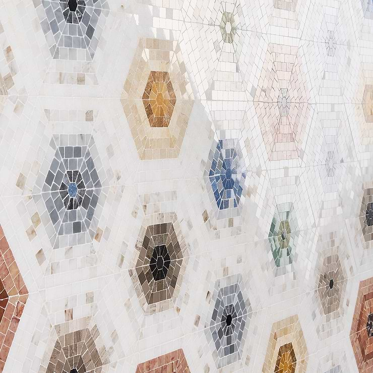 Ako Multicolor Mix 6" Hexagon Micro Mosaic Tile