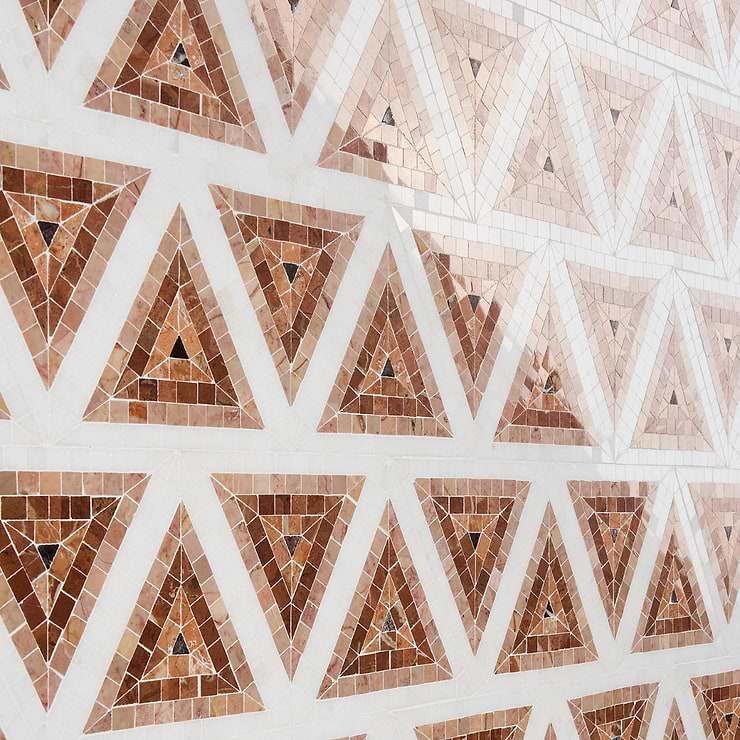 Ako Terracotta Rosa 5" Triangle Marble Micro Mosaic Tile