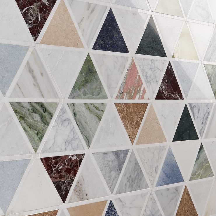 Valerie Multicolor 6" Triangle Polished Marble Mosaic Tile