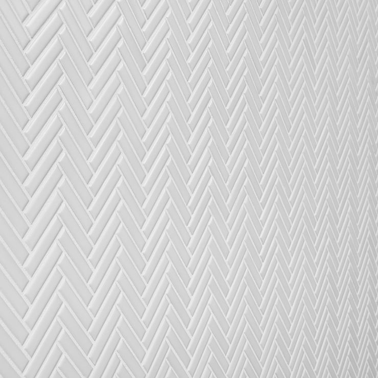 Kai White 1x2" Herringbone Matte Porcelain Mosaic Tile