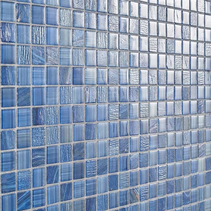 Marley Lake Blue 1x1 Polished Glass Mosaic