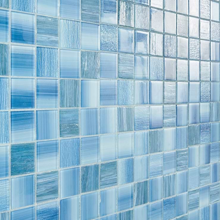 Marley Ocean Blue 2x2 Polished Glass Mosaic