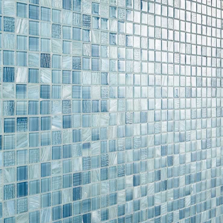 Marley Sea Blue 1x1 Polished Glass Mosaic