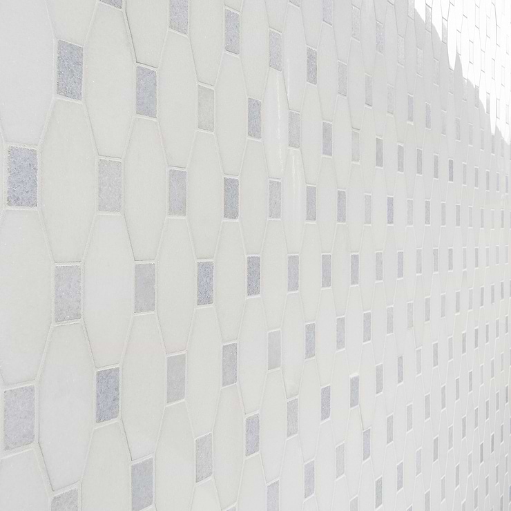 Octave Thassos & Blue Celeste 2x4 Marble Polished Mosaic Tile