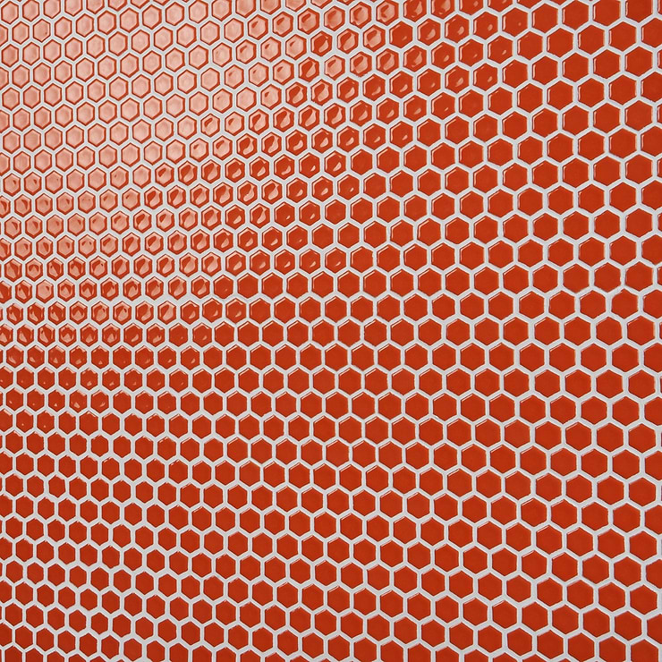Eden 2.0 Orange Nectar Rimmed 1" Hexagon Polished Porcelain Mosaic