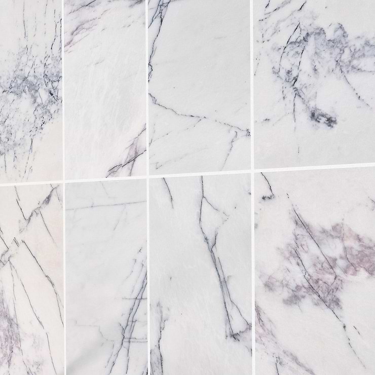 Lilac White 12x24 Honed Marble Tile
