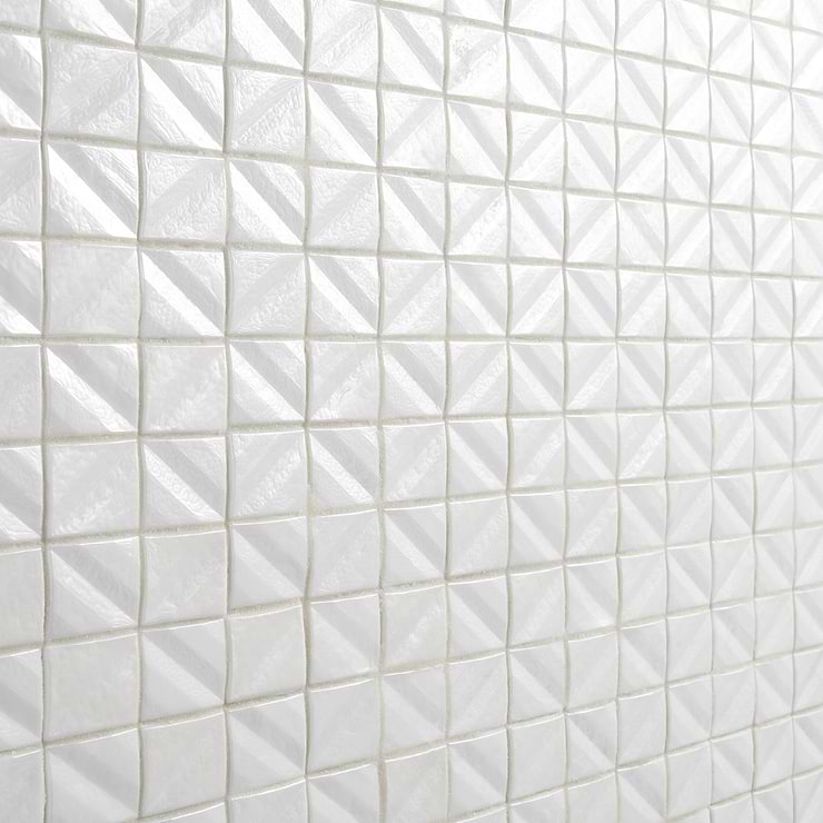 Ohana Prelude Satin 1x2" White Polished Glass Mosaic Tile