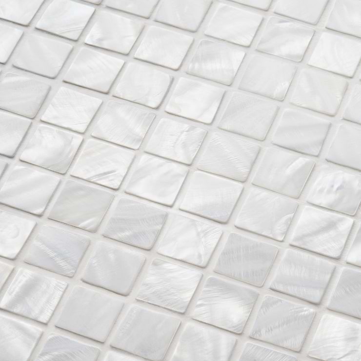 Mother Of Pearl Oyster White 1x1 Polished Mosaic Tile