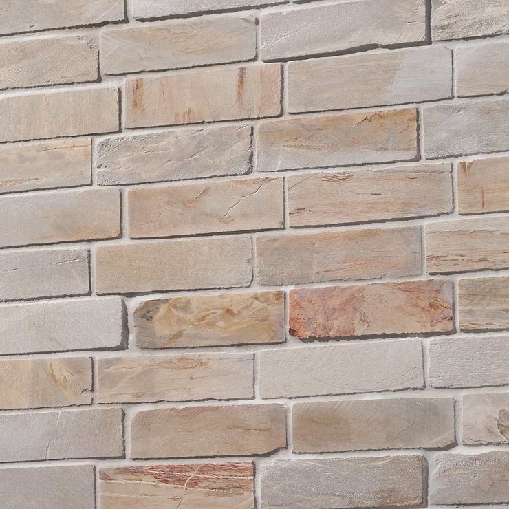 Fossil Brick Beige 1x4 Tumbled Marble Stone Mosaic Tile