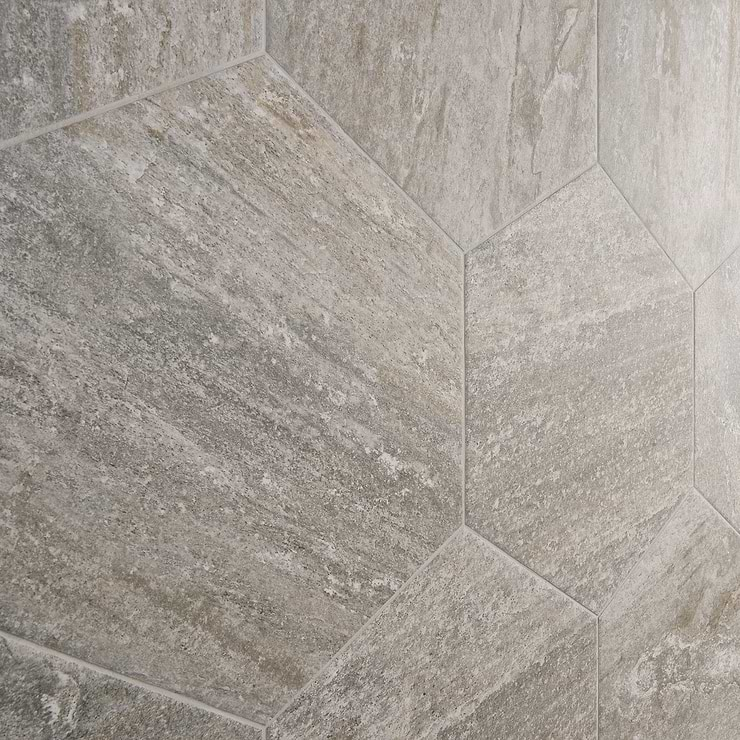 Shala Storm Gray 20” Hexagon Matte Porcelain Tile