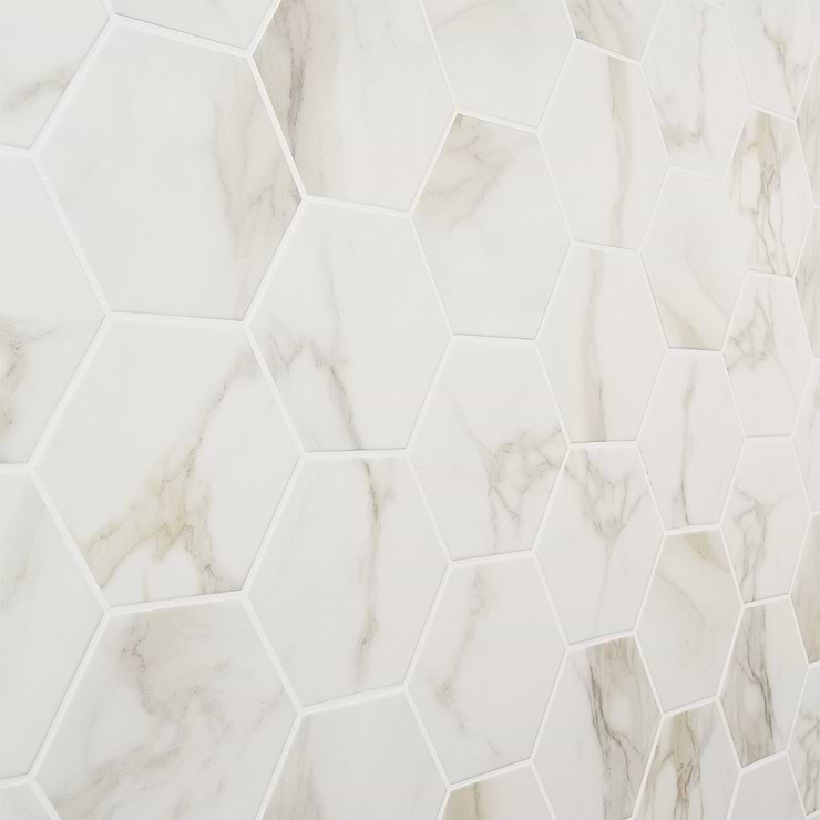 Amalfi Calacatta 6” Hexagon Matte Porcelain Tile