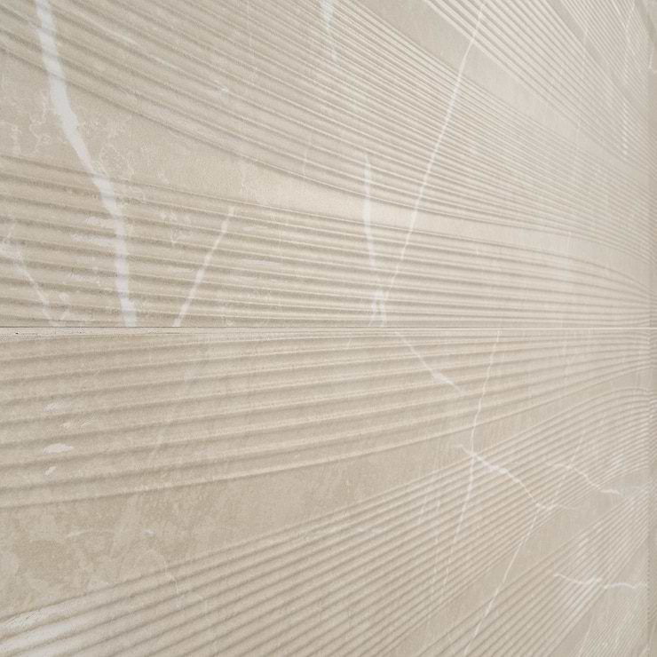 Autograph Vibe Crema Beige 24x48 3D Textured Marble Look Matte Porcelain Tile