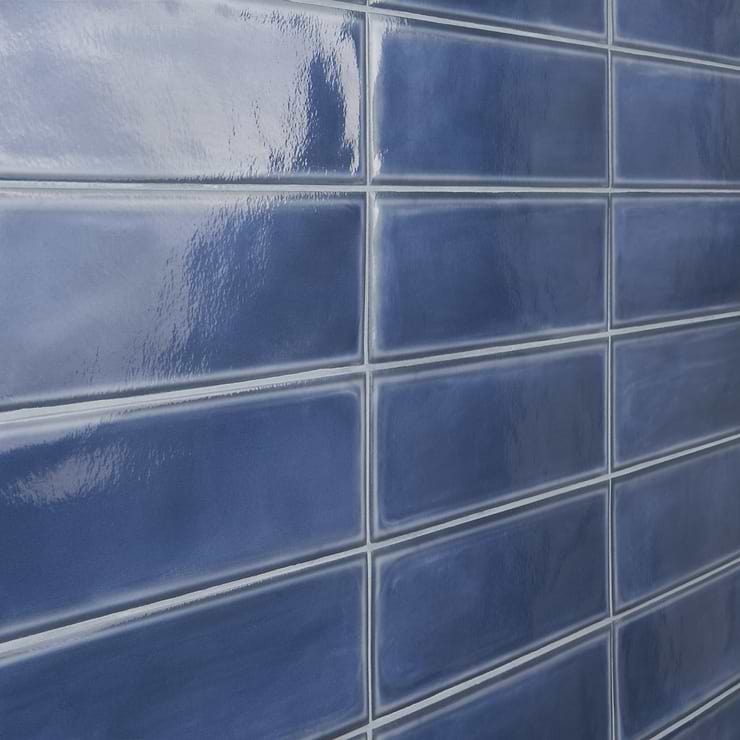 Stacy Garcia ArtBlock Denim Blue 4x16 Glossy Porcelain Tile