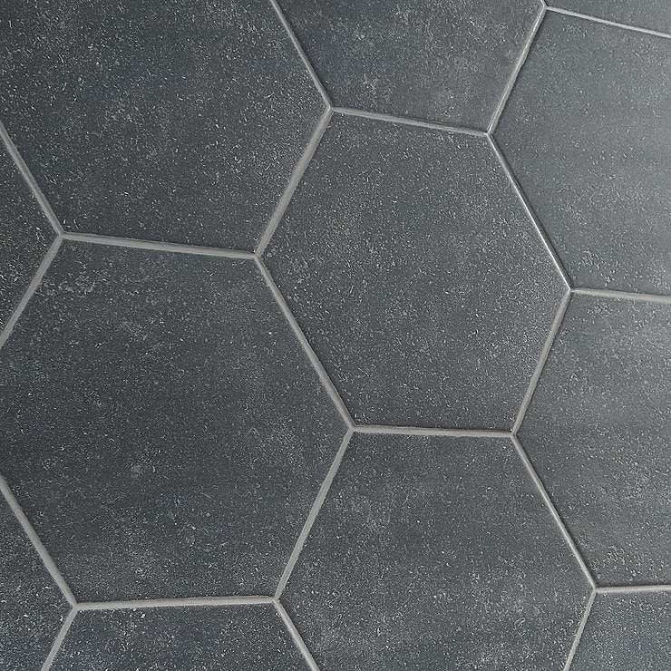 Texstone Antracita Dark Gray 9" Matte Porcelain Hexagon Tile