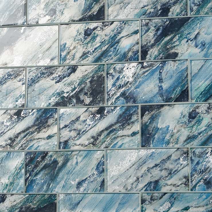 Gem Sapphire Blue 4x9 Polished Glass Tile