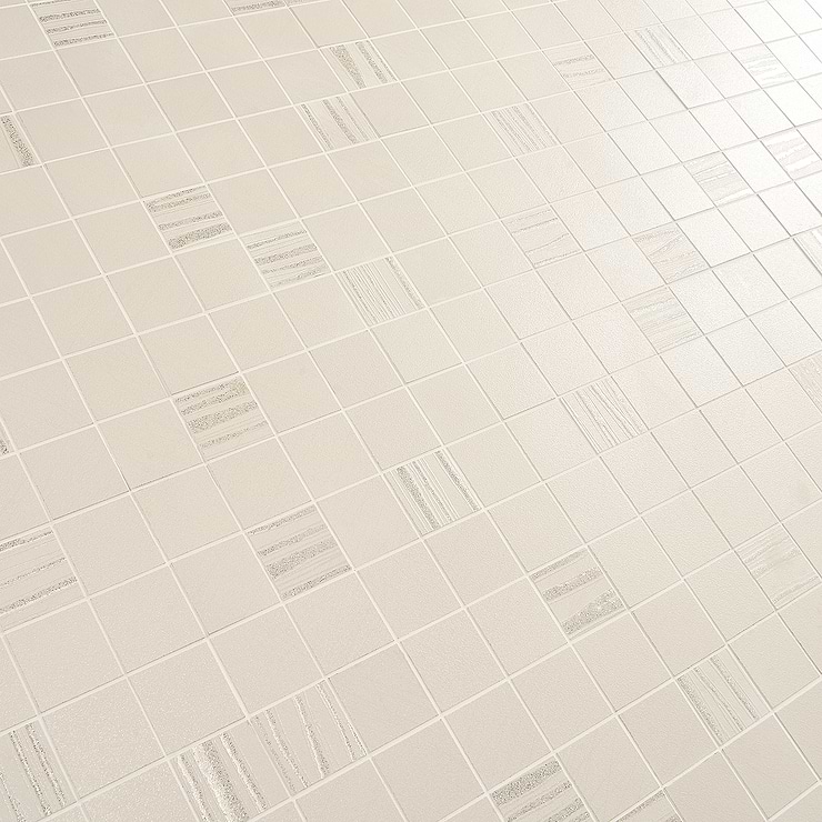 Halo Textured Pearl Beige 2x2 Porcelain Mosaic Tile