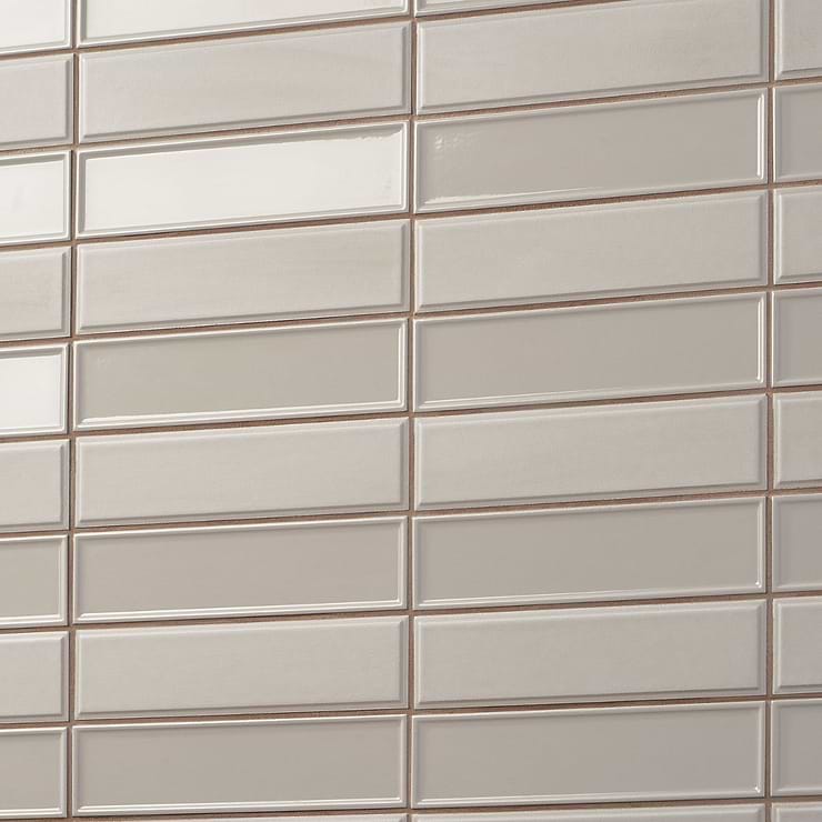 Eastside Mix Ecru Framed Glossy and Beveled Matte 2x9 Ceramic Tile      