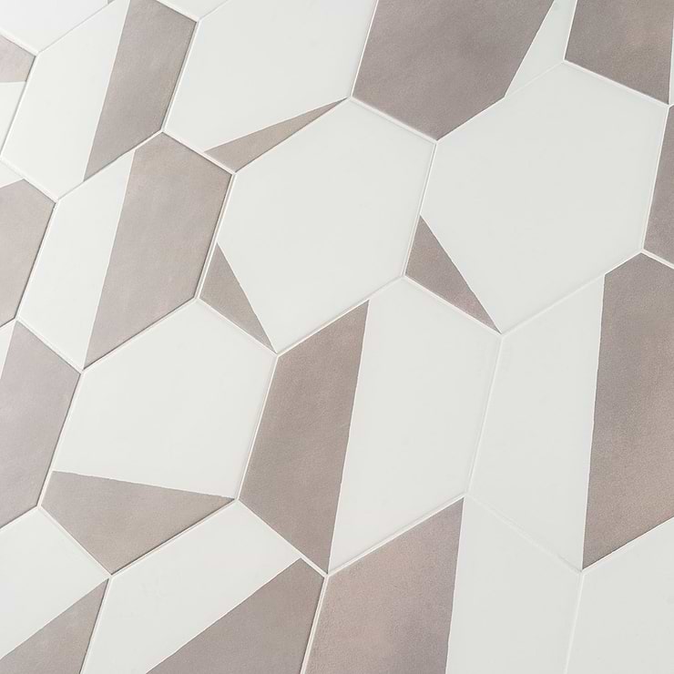 HexArt Pop Gris 8" Hexagon Matte Porcelain Tile
