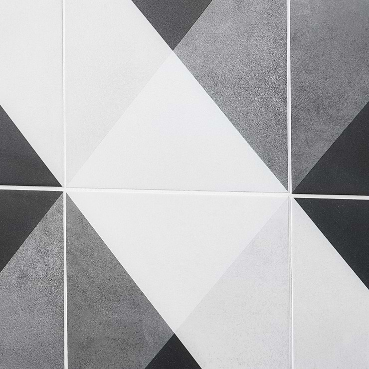 Art Geo by Elizabeth Sutton Cement Deco Charcoal Gray 8x8 Matte Porcelain Tile: Pattern 2