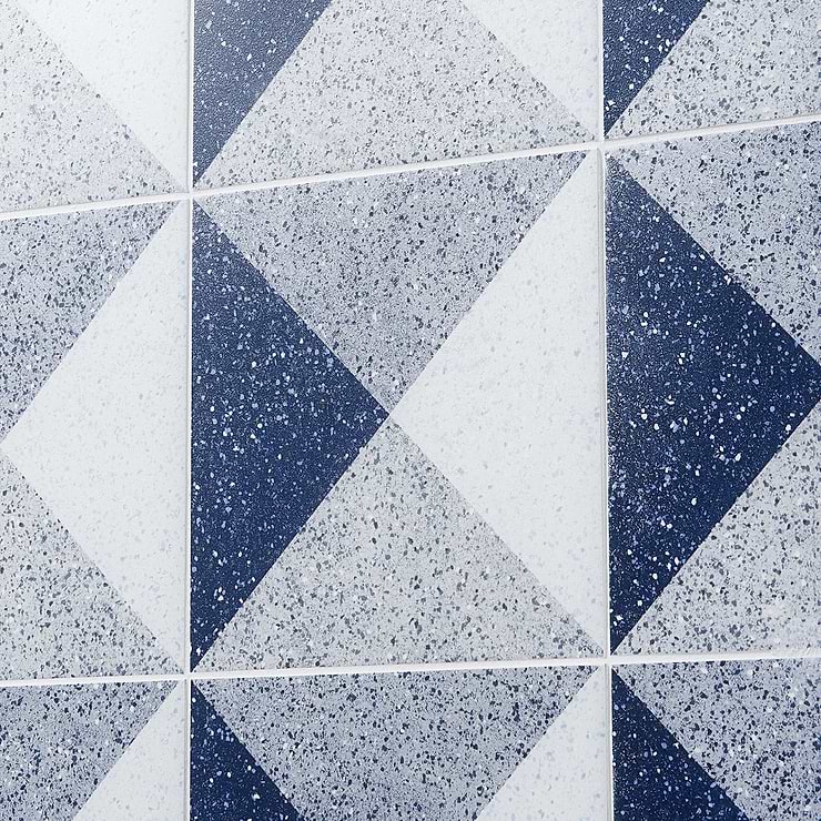 Art Geo by Elizabeth Sutton Terrazzo Deco Blue 8x8 Matte Porcelain Tile