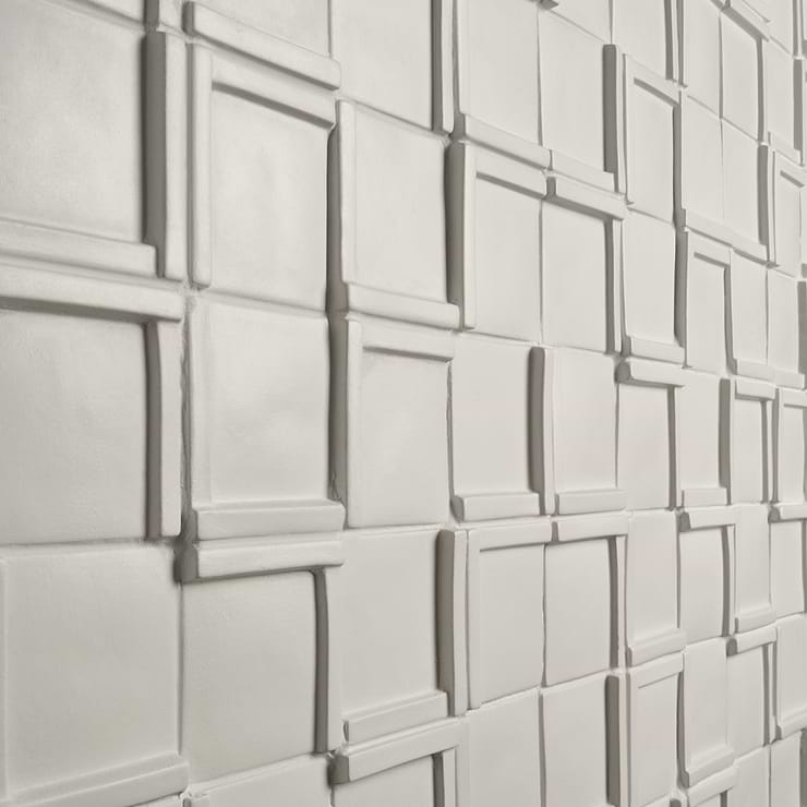 Roller Cross White 4x4 3D Handmade Matte Ceramic Tile