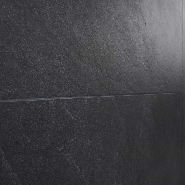 Era Charcoal Black 24x48 Limestone Look Matte Porcelain Tile